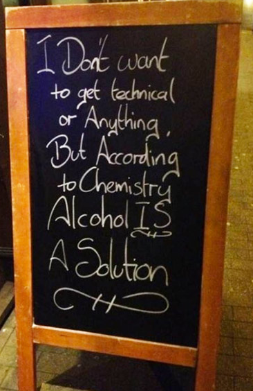 insegne di bar divertenti marketing per bar per la chimica l'alcool è una soluzione